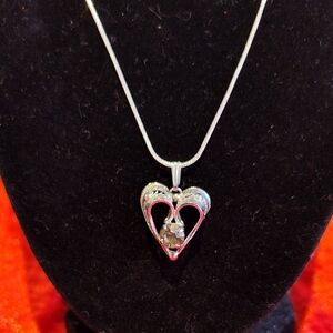 Vintage Sterling Coro Heart Necklace With Smokey Quartz Center Stone